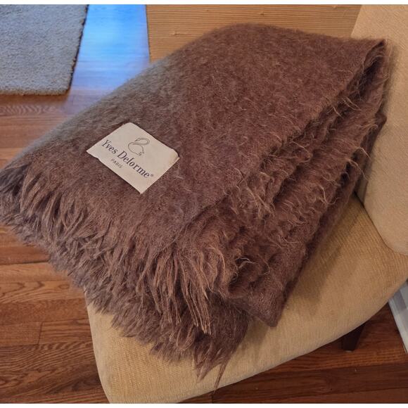 Yves Delorme Paris 100% Mohair King Blanket Nutmeg Brown Heavyweight 180x240cm - Picture 5 of 7